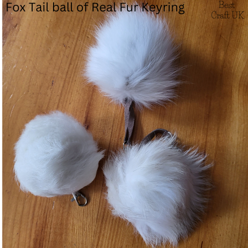 White Ball of Fur Keychain Fur Fox Tail's, Fox Fur Accessory Tassel's Fashion Bag Tag
