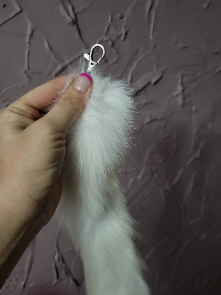 Authentique fourrure de renard porte-clés gland sac étiquette sac à main queue pendentif porte-clés 100 fourrure (11) - 43 cm