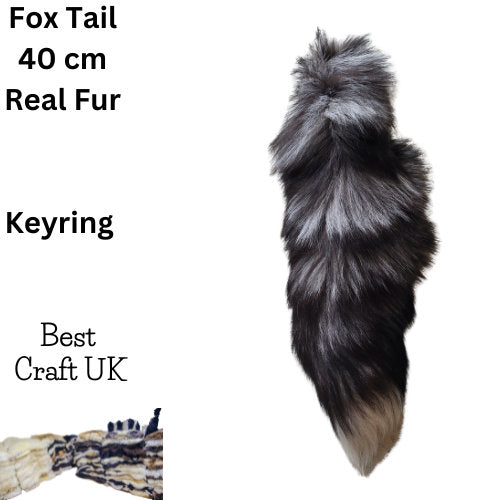 Keyring, Bag, Bike Decoration, Real Fox Fur, Fluffy Tail Fox Tail Tassel Keychain 3*) - 40 cm