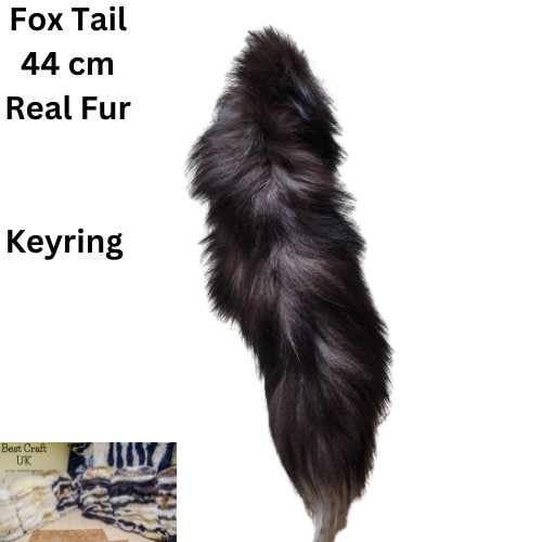 Fox Tail Tassel For Fashion Bag Legitimate Fox Fur Keyring Accessory Luxury (1*)-44 cm