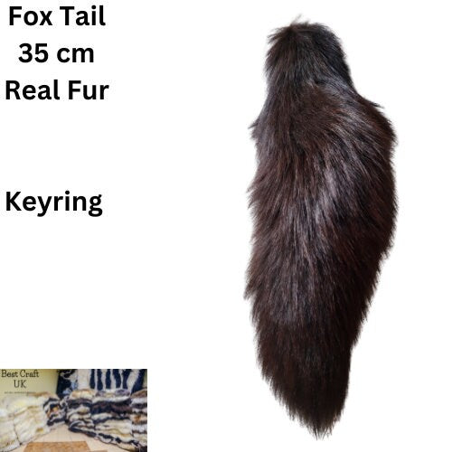 Black Keyring, Bag, Bike Decoration, Real Fox Fur, Fluffy Tail Fox Tail Tassel Keychain 2*) - 35 cm